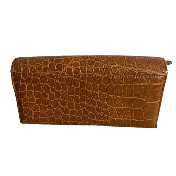 Anne Klein Women's Brown Crocodile Embossed Vegan Leather Wallet - Picture 2 of 8